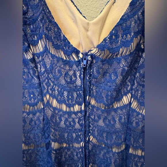 Worn once! Royal Blue Lace Fit and Flare B Darlin Dress - Picture 7 of 9